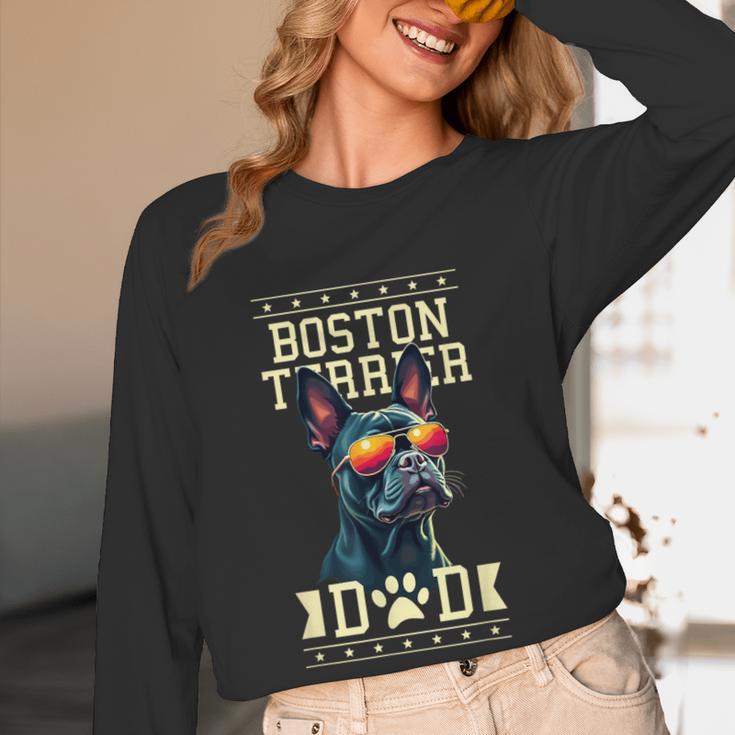 Boston Terrier Dad Boston Bull Bostie Dog Women Long Sleeve T-Shirt, novelty gifts, funny gifts