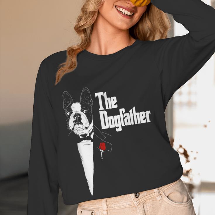 Boston Terrier Dad The DogFather Shirt Boston Terrier Women Long Sleeve T-Shirt, novelty gifts, funny gifts