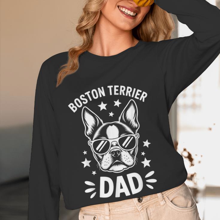 Boston Terrier Dad Boston Terrier Women Long Sleeve T-Shirt, novelty gifts, funny gifts