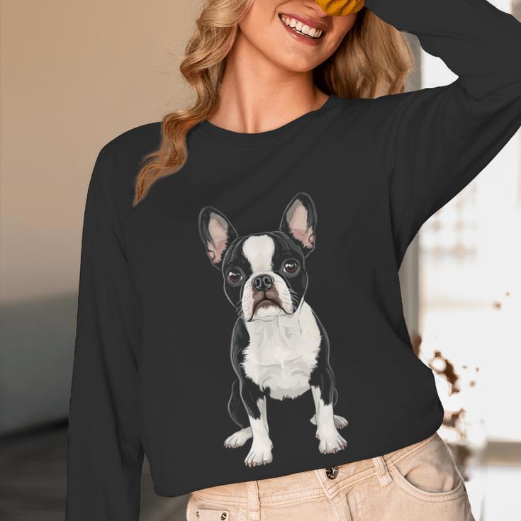 Boston Terrier Dog Motif Pet Art Boston Terrier For Men Women Kids Women Long Sleeve T-Shirt, novelty gifts, funny gifts