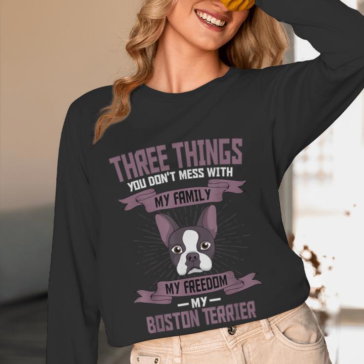 Boston Terrier Don't Mess With American Gentleman Dog Lover Women Long Sleeve T-Shirt, novelty gifts, funny gifts