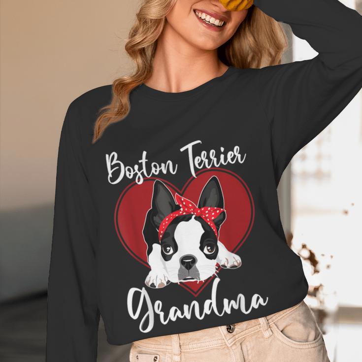 Boston Terrier Grandma Dog Owner Boston Terrier For Men Women Women Long Sleeve T-Shirt, novelty gifts, funny gifts
