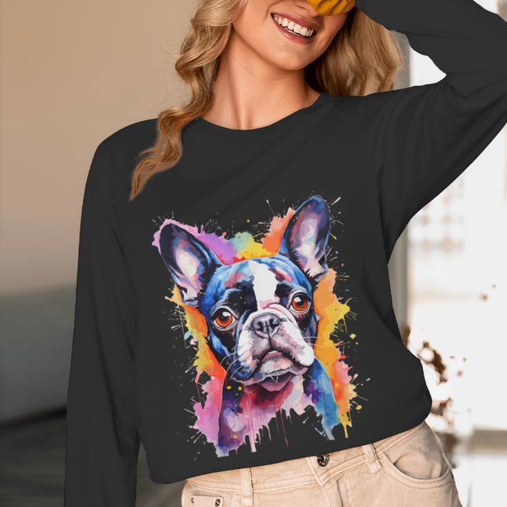 Boston Terrier Lover Pop Art Color Boston Terrier Dog For Men Women Girls Kids Women Long Sleeve T-Shirt, novelty gifts, funny gifts