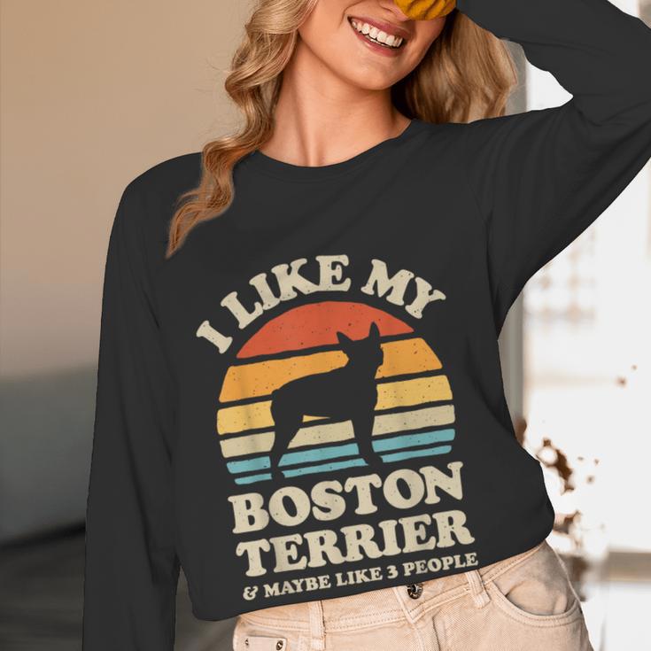 I Like My Boston Terrier And Maybe Like 3 People Dog Lover Women Long Sleeve T-Shirt, novelty gifts, funny gifts
