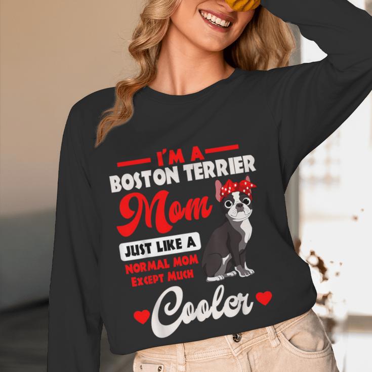 Boston Terrier Mom American Gentleman Dog Mother's Day Women Long Sleeve T-Shirt, novelty gifts, funny gifts