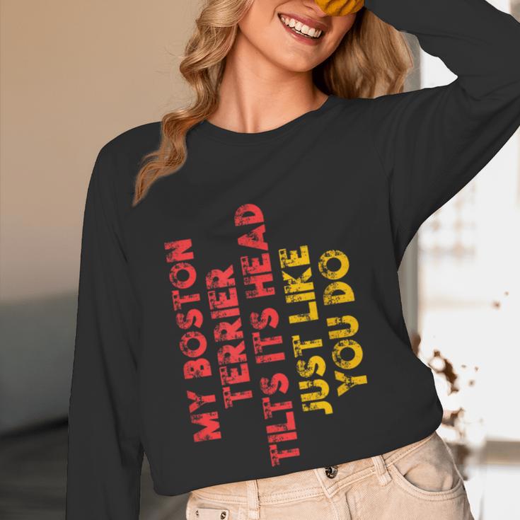 Boston Terrier Mom Dad Dog Lover Owner Women Men Women Long Sleeve T-Shirt, novelty gifts, funny gifts
