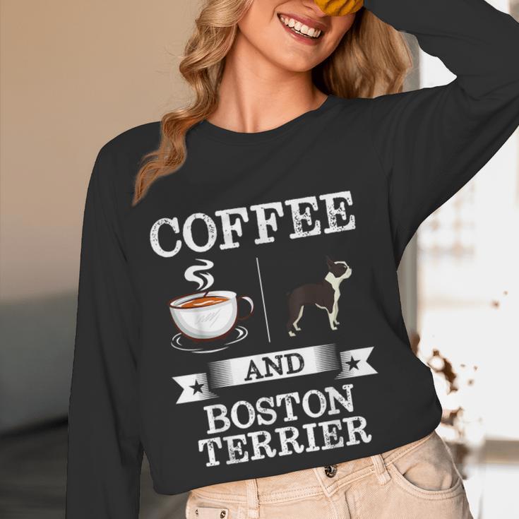 Boston Terrier Shirt Coffee And Boston Terrier Cute Dog For Men Women Girls Kids Women Long Sleeve T-Shirt, novelty gifts, funny gifts