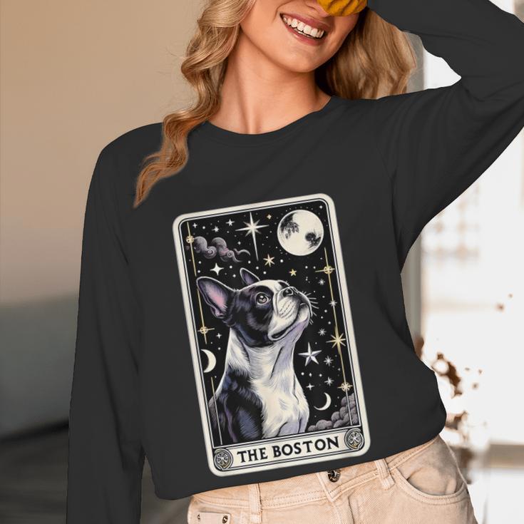 Boston Terrier Tarot Card Star With The Moon Men Women Kids Women Long Sleeve T-Shirt, novelty gifts, funny gifts