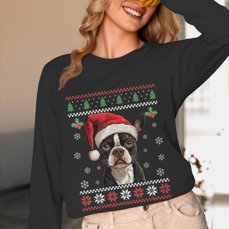 Boston Terrier Ugly Christmas Sweater Xmas For Adults Kids Women Long Sleeve T-Shirt, novelty gifts, funny gifts