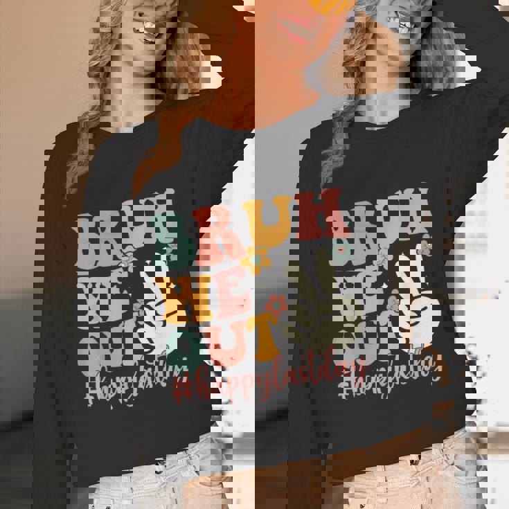 Bruh We Out Teacher Retro Last Day Of School Boys Girls Kids Women Long Sleeve T-Shirt, novelty gifts, funny gifts