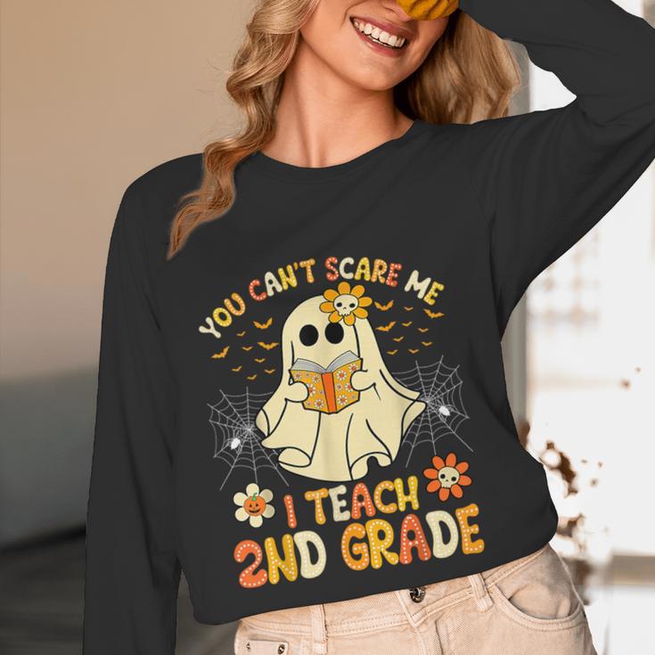 You Can't Scare Me I Teach 2nd Grade Halloween Teacher Ghost Women Long Sleeve T-Shirt, novelty gifts, funny gifts
