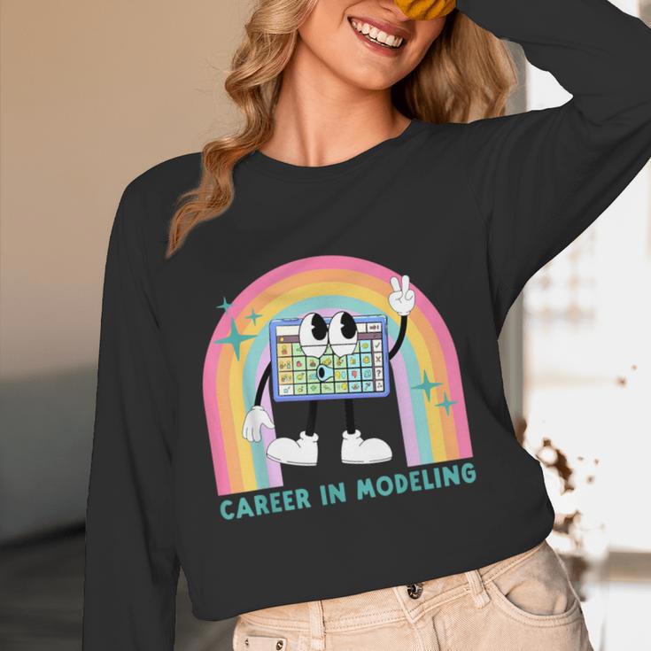 Career In Modeling AAC Teacher SLP SPED Communication Autism Women Long Sleeve T-Shirt, novelty gifts, funny gifts Career In Modeling AAC Teacher SLP SPED Communication Autism Women Long Sleeve T-Shirt, novelty gifts, funny gifts