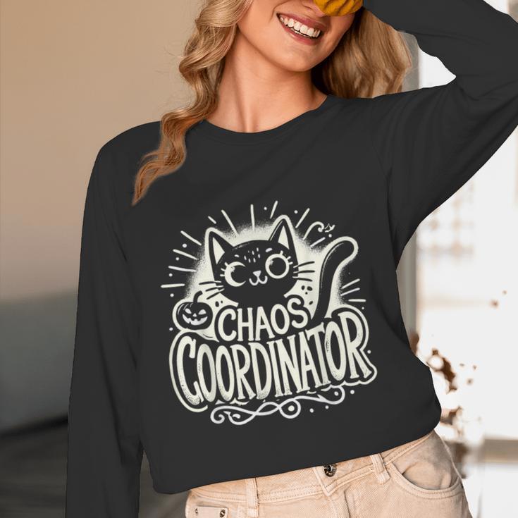 Cat Chaos Coordinator For Women Mom Halloween Teacher Women Long Sleeve T-Shirt, novelty gifts, funny gifts