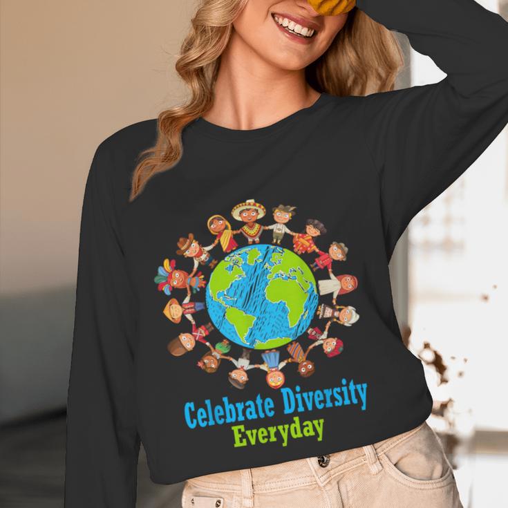 Celebrate Diversity Everyday Teachers & School Student Gift Women Long Sleeve T-Shirt, novelty gifts, funny gifts