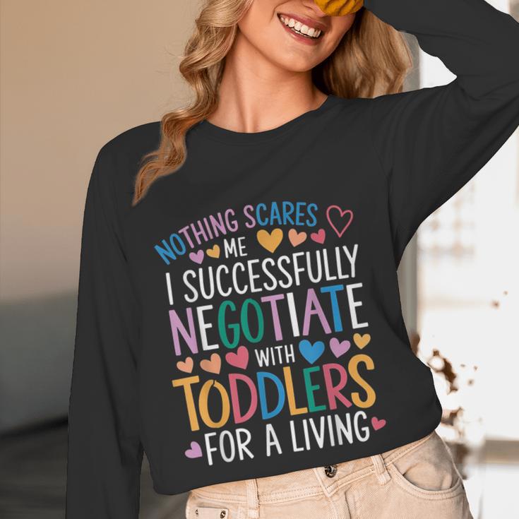 Childcare Teacher Negotiate With Toddlers Daycare Provider Women Long Sleeve T-Shirt, novelty gifts, funny gifts