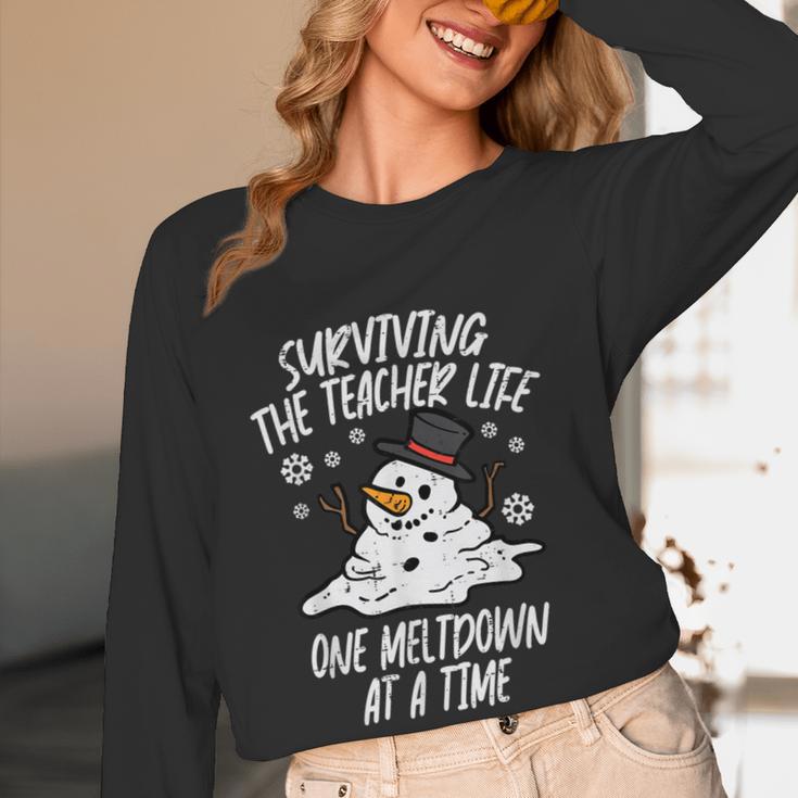 Christmas Surviving Teacher Life Meltdown Xmas Women Men Women Long Sleeve T-Shirt, novelty gifts, funny gifts