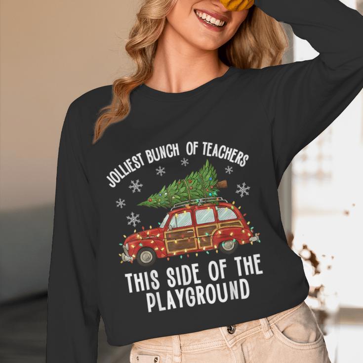 Christmas Teacher Squad Festive Car Tree Lights Xmas Women Long Sleeve T-Shirt, novelty gifts, funny gifts