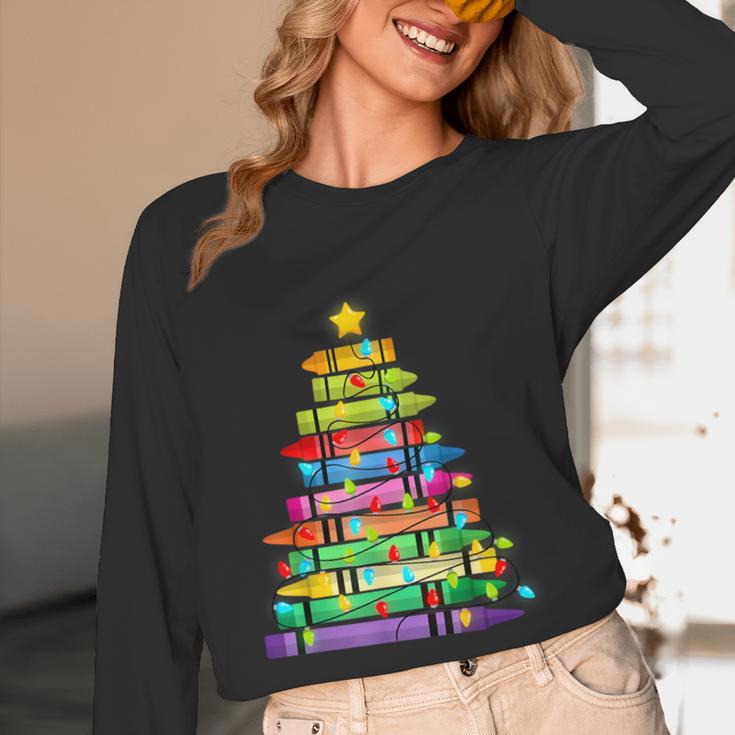 Christmas Tree Made Of Crayons School Teacher Life Student Women Long Sleeve T-Shirt, novelty gifts, funny gifts Christmas Tree Made Of Crayons School Teacher Life Student Women Long Sleeve T-Shirt, novelty gifts, funny gifts