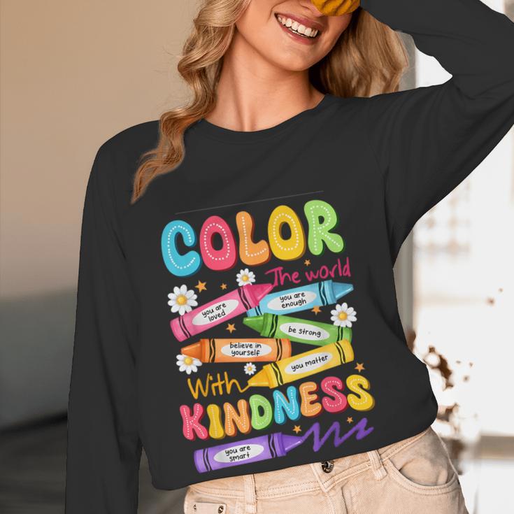 Color The World With Kindness Teachers Back To School Women Long Sleeve T-Shirt, novelty gifts, funny gifts Color The World With Kindness Teachers Back To School Women Long Sleeve T-Shirt, novelty gifts, funny gifts