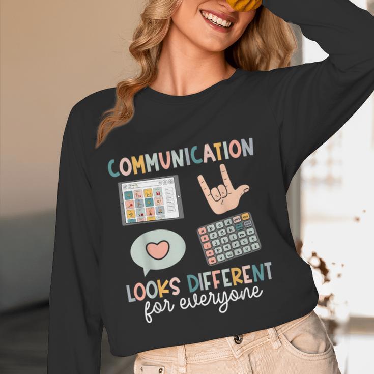 Communication Looks Different For Everyone SPED Teacher ASD Women Long Sleeve T-Shirt, novelty gifts, funny gifts Communication Looks Different For Everyone SPED Teacher ASD Women Long Sleeve T-Shirt, novelty gifts, funny gifts