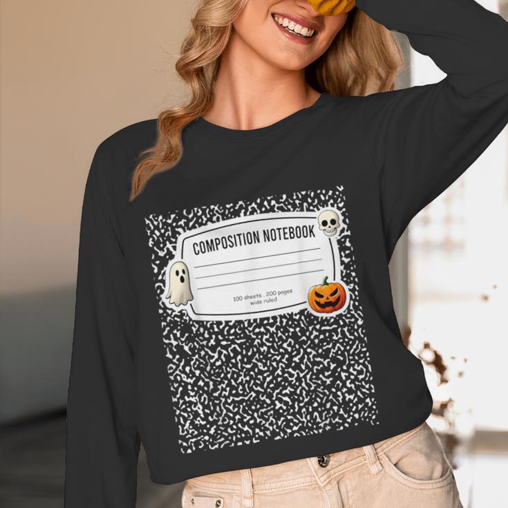 Composition Notebook Costume Adult Halloween For Teachers Women Long Sleeve T-Shirt, novelty gifts, funny gifts