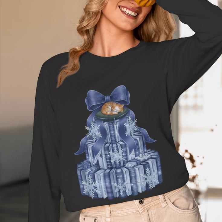 Coquette Bow Book Tree Merry Christmas Xmas Teacher Holiday Women Long Sleeve T-Shirt, novelty gifts, funny gifts Coquette Bow Book Tree Merry Christmas Xmas Teacher Holiday Women Long Sleeve T-Shirt, novelty gifts, funny gifts