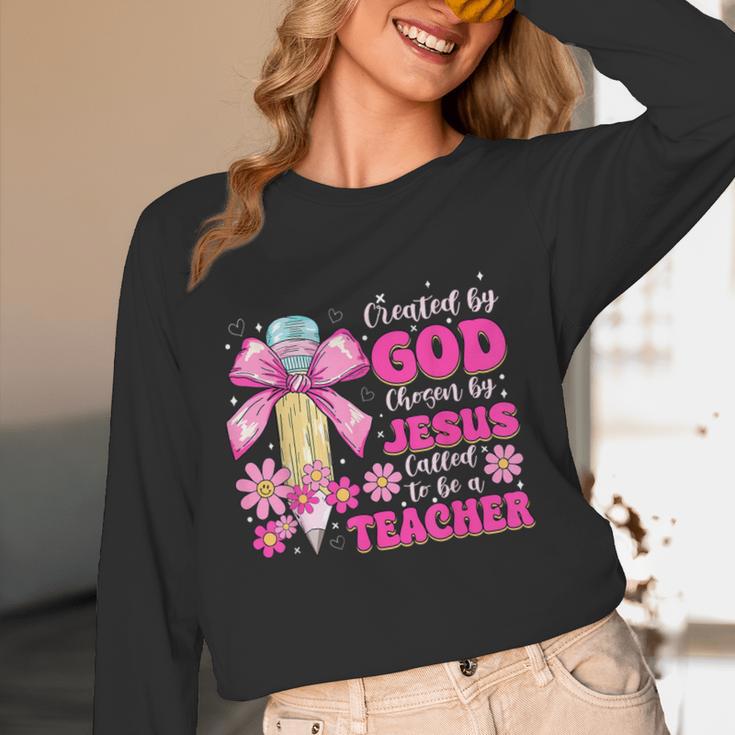 Created By God Called To Teacher Jesus Christian Teacher Women Long Sleeve T-Shirt, novelty gifts, funny gifts