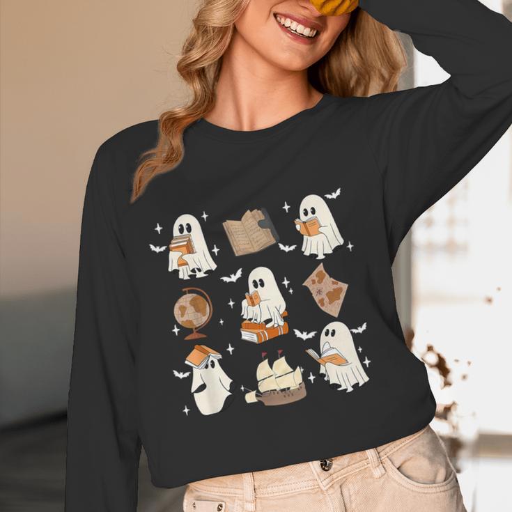 Cute Ghosts Reading Book Bookworm Halloween History Teacher Women Long Sleeve T-Shirt, novelty gifts, funny gifts Cute Ghosts Reading Book Bookworm Halloween History Teacher Women Long Sleeve T-Shirt, novelty gifts, funny gifts