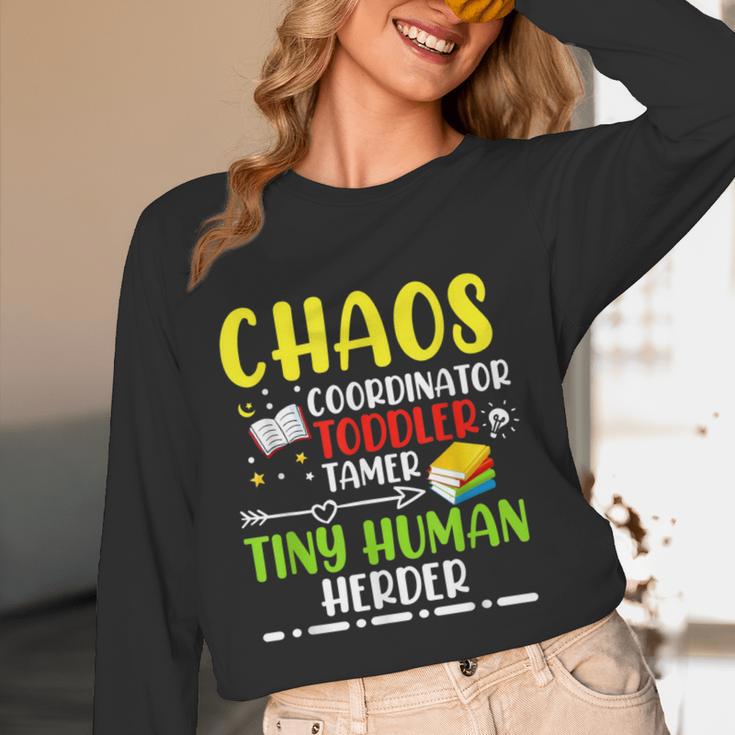 Daycare Teacher School Chaos Coordinator Toddler Tamer For Men Women Kids Women Long Sleeve T-Shirt, novelty gifts, funny gifts Daycare Teacher School Chaos Coordinator Toddler Tamer For Men Women Kids Women Long Sleeve T-Shirt, novelty gifts, funny gifts