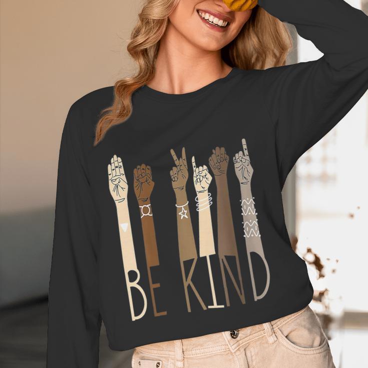 Deaf Be Kind Sign Language Hand Talking Teachers Interpreter Women Long Sleeve T-Shirt, novelty gifts, funny gifts Deaf Be Kind Sign Language Hand Talking Teachers Interpreter Women Long Sleeve T-Shirt, novelty gifts, funny gifts