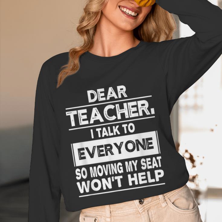 Dear Teacher i Talk To Everyone Funny Back To School Women Long Sleeve T-Shirt, novelty gifts, funny gifts