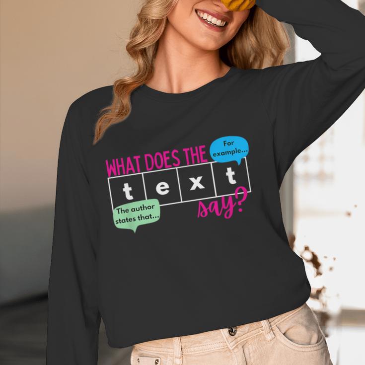 What Does The Text Say Text Evidence Reading Teacher For Men Women Women Long Sleeve T-Shirt, novelty gifts, funny gifts What Does The Text Say Text Evidence Reading Teacher For Men Women Women Long Sleeve T-Shirt, novelty gifts, funny gifts
