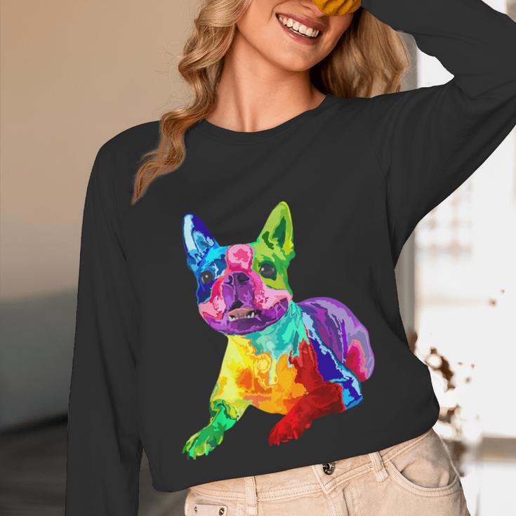 Dog Lover Boston Terrier Dog Colorful Boston Terrier Men Women Kids Women Long Sleeve T-Shirt, novelty gifts, funny gifts