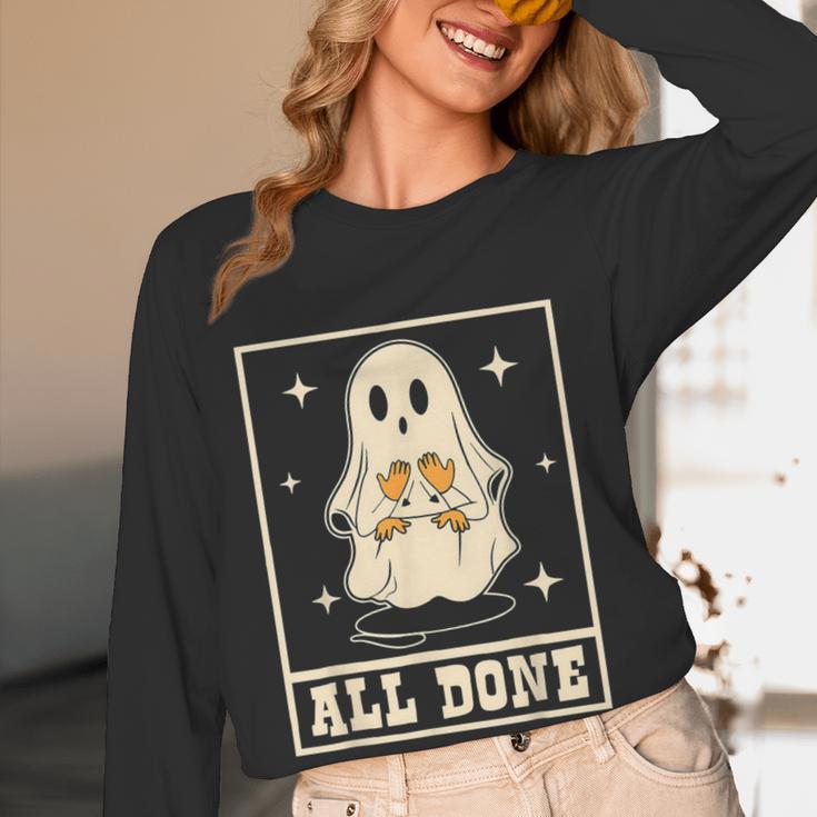 All Done Sign Language Ghost Speech Pathology Teacher Women Long Sleeve T-Shirt, novelty gifts, funny gifts All Done Sign Language Ghost Speech Pathology Teacher Women Long Sleeve T-Shirt, novelty gifts, funny gifts
