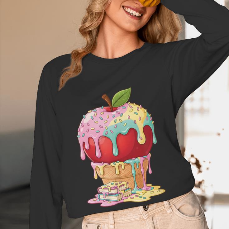 Dripping Apple Ice Cream Cone Cute Teacher Appreciation Women Long Sleeve T-Shirt, novelty gifts, funny gifts Dripping Apple Ice Cream Cone Cute Teacher Appreciation Women Long Sleeve T-Shirt, novelty gifts, funny gifts