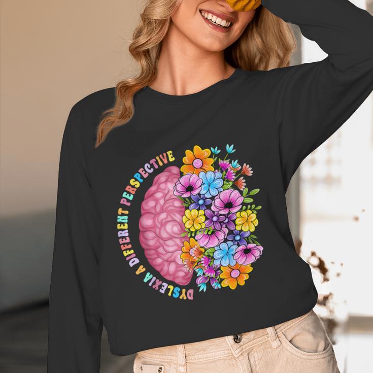 Dyslexia Different Perspective Reading Brain Floral Teacher Women Long Sleeve T-Shirt, novelty gifts, funny gifts Dyslexia Different Perspective Reading Brain Floral Teacher Women Long Sleeve T-Shirt, novelty gifts, funny gifts