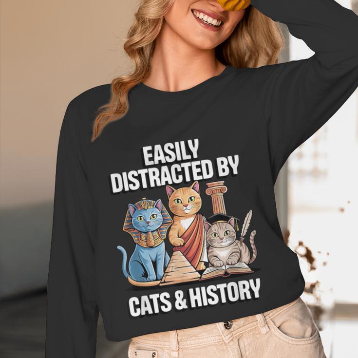 Easily Distracted By Cats & History Teacher Women Men Women Long Sleeve T-Shirt, novelty gifts, funny gifts Easily Distracted By Cats & History Teacher Women Men Women Long Sleeve T-Shirt, novelty gifts, funny gifts
