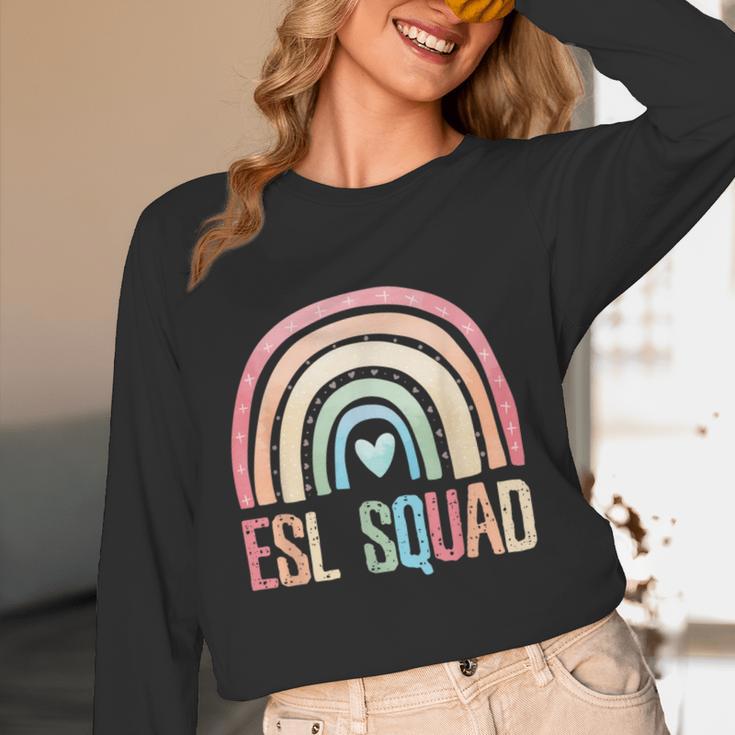 ESL Squad Teacher Crew Team Back To School English Rainbow Women Long Sleeve T-Shirt, novelty gifts, funny gifts ESL Squad Teacher Crew Team Back To School English Rainbow Women Long Sleeve T-Shirt, novelty gifts, funny gifts