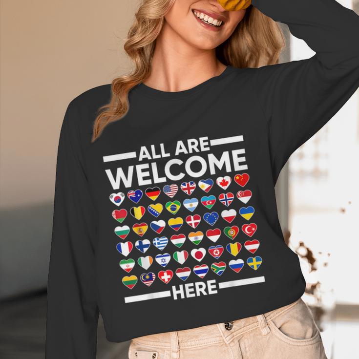 ESL Teacher All Are Welcome Here For Worlds Virtual Teachers Women Long Sleeve T-Shirt, novelty gifts, funny gifts