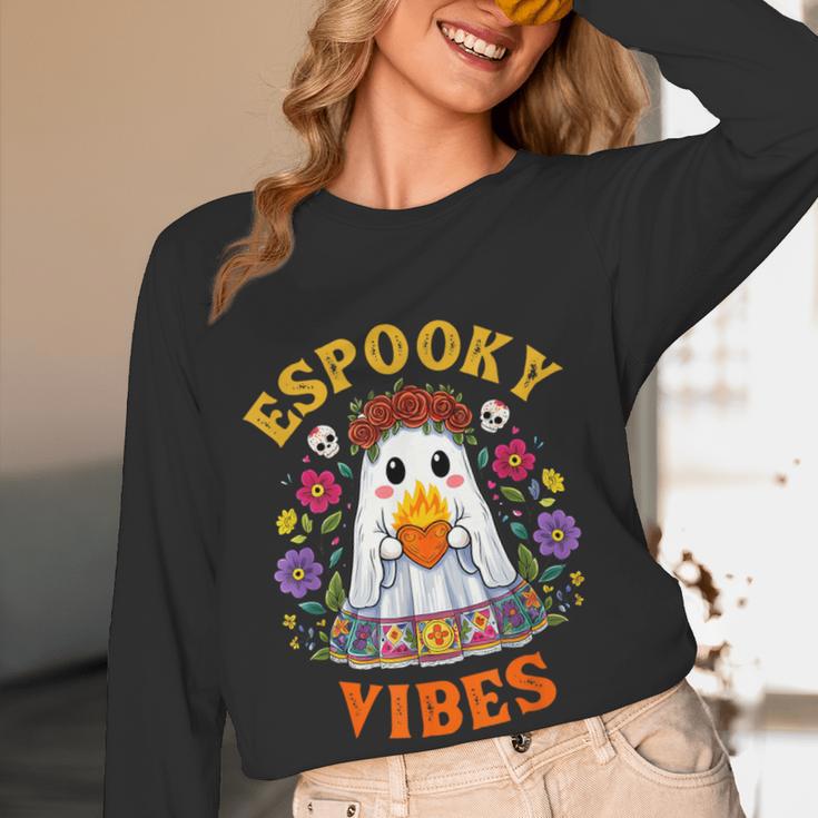Espooky Vibes Spanish Mexican Halloween Ghost Teachers Women Long Sleeve T-Shirt, novelty gifts, funny gifts Espooky Vibes Spanish Mexican Halloween Ghost Teachers Women Long Sleeve T-Shirt, novelty gifts, funny gifts