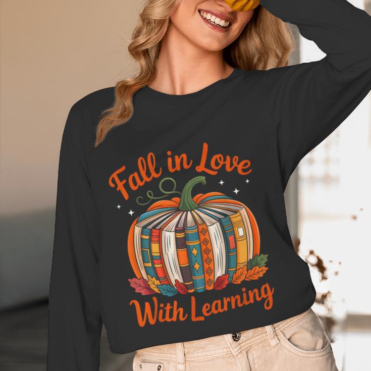 Fall In Love With Learning Book Lover Autumn Pumpkin Teacher Women Long Sleeve T-Shirt, novelty gifts, funny gifts Fall In Love With Learning Book Lover Autumn Pumpkin Teacher Women Long Sleeve T-Shirt, novelty gifts, funny gifts