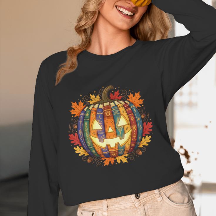 Fall Pumpkin Book Lover Spooky Librarian Teacher Halloween Women Long Sleeve T-Shirt, novelty gifts, funny gifts Fall Pumpkin Book Lover Spooky Librarian Teacher Halloween Women Long Sleeve T-Shirt, novelty gifts, funny gifts