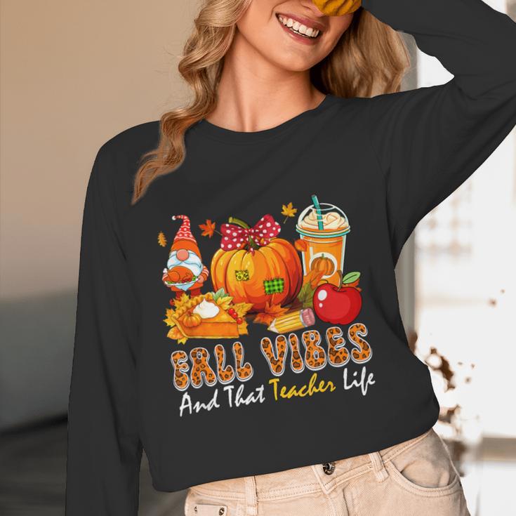 Fall Vibes Costume Teacher Thanksgiving Leopard Gnome Women Long Sleeve T-Shirt, novelty gifts, funny gifts Fall Vibes Costume Teacher Thanksgiving Leopard Gnome Women Long Sleeve T-Shirt, novelty gifts, funny gifts