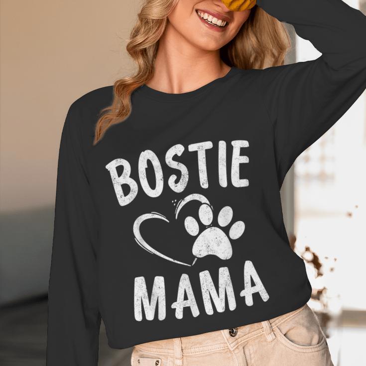Fun Bostie Mama Dog Lover Apparel Boston Terrier Mom Women Long Sleeve T-Shirt, novelty gifts, funny gifts
