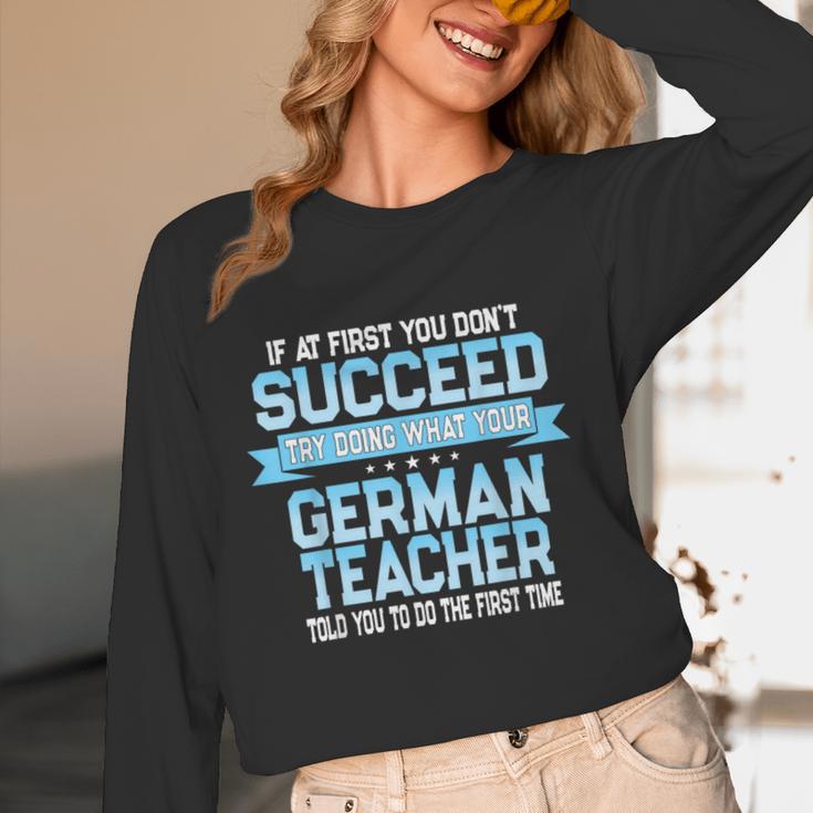 Fun German Teacher Appreciation Language Class Saying Women Long Sleeve T-Shirt, novelty gifts, funny gifts