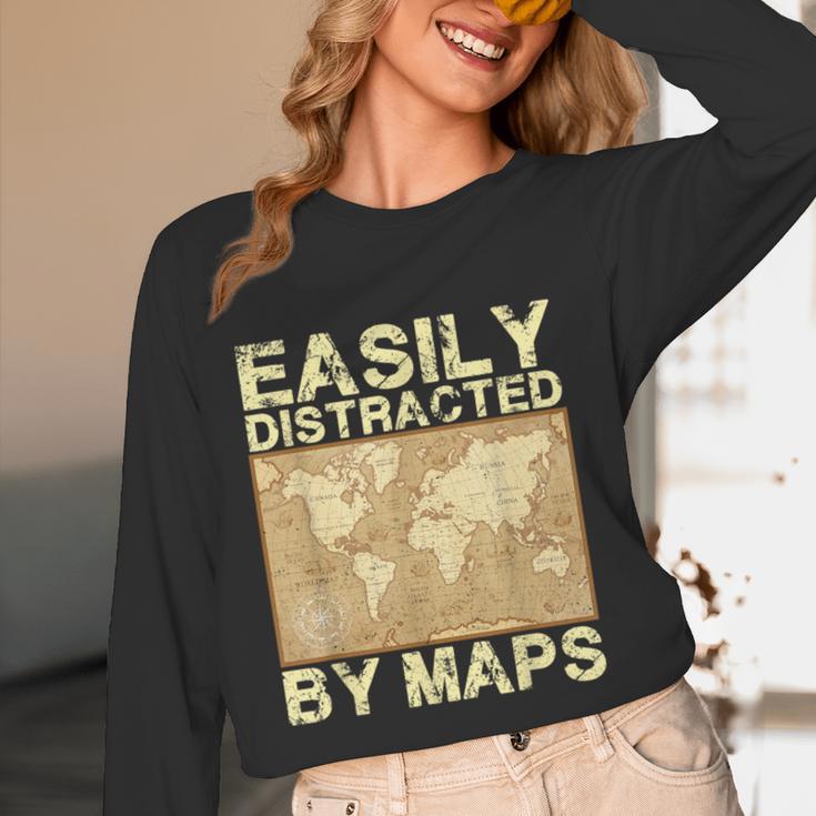 Geography Teacher Easily Distracted By Maps Women Long Sleeve T-Shirt, novelty gifts, funny gifts Geography Teacher Easily Distracted By Maps Women Long Sleeve T-Shirt, novelty gifts, funny gifts
