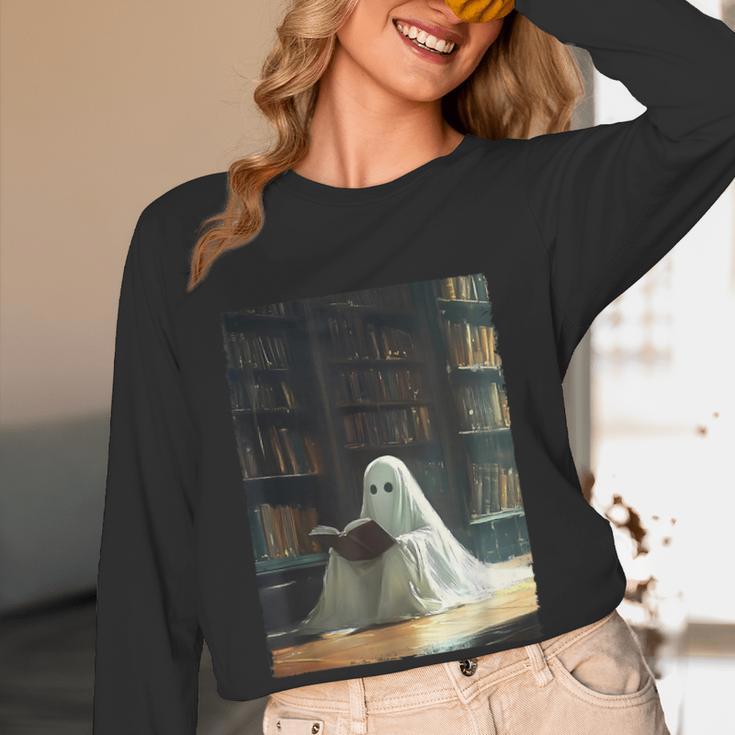 Ghost Library Halloween Book Reading Books Lover Teacher Women Long Sleeve T-Shirt, novelty gifts, funny gifts Ghost Library Halloween Book Reading Books Lover Teacher Women Long Sleeve T-Shirt, novelty gifts, funny gifts