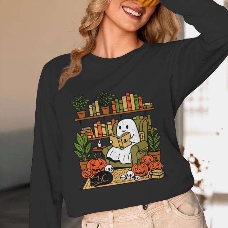 Ghost Library Reading Books Halloween Librarian Teacher Women Long Sleeve T-Shirt, novelty gifts, funny gifts Ghost Library Reading Books Halloween Librarian Teacher Women Long Sleeve T-Shirt, novelty gifts, funny gifts