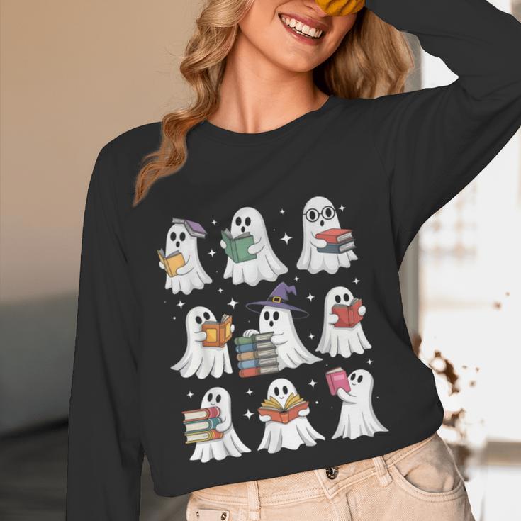 Ghost Reading Teacher Halloween Costume Librarian Book Lover Women Long Sleeve T-Shirt, novelty gifts, funny gifts Ghost Reading Teacher Halloween Costume Librarian Book Lover Women Long Sleeve T-Shirt, novelty gifts, funny gifts