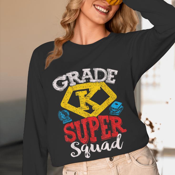 Grade K Super Squad Superhero Kindergarten Teacher Team Women Long Sleeve T-Shirt, novelty gifts, funny gifts Grade K Super Squad Superhero Kindergarten Teacher Team Women Long Sleeve T-Shirt, novelty gifts, funny gifts